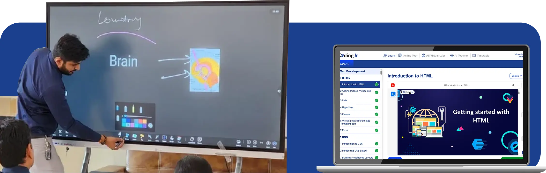 Smart Classrooms with digital content in multiple classrooms along with structured pedagogy and lesson plans, aligned with India's National Education Policy 2020