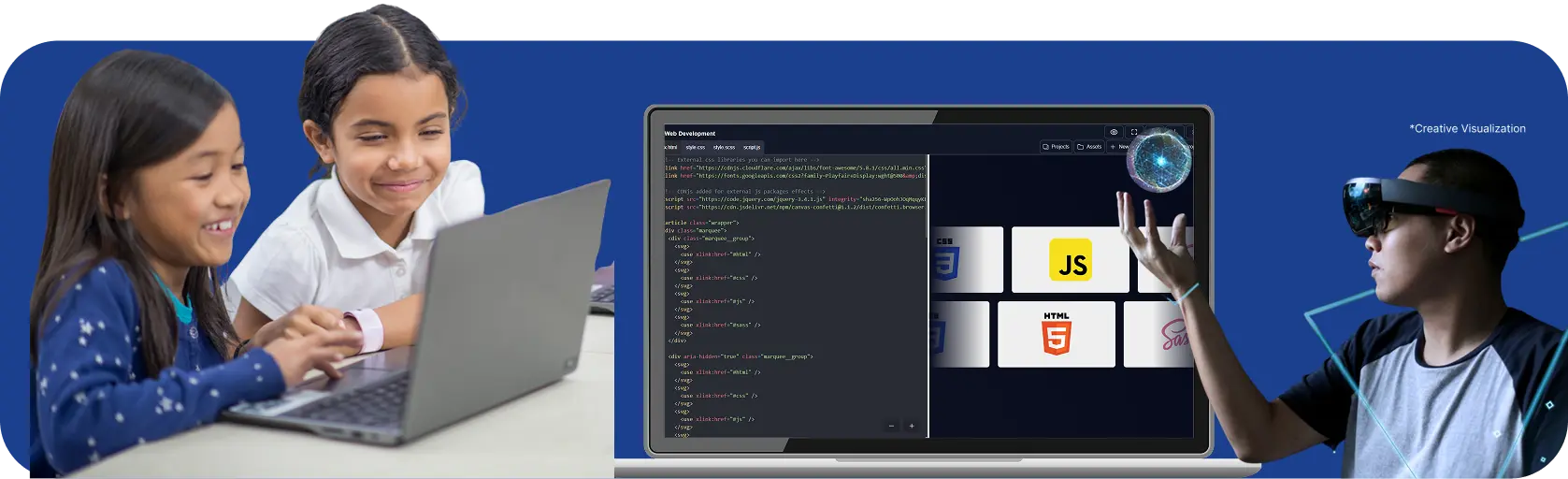 Advanced virtual labs, simulators and phone compilers that can run on all devices without specialised hardware needs and even without internet for truly limitless learning